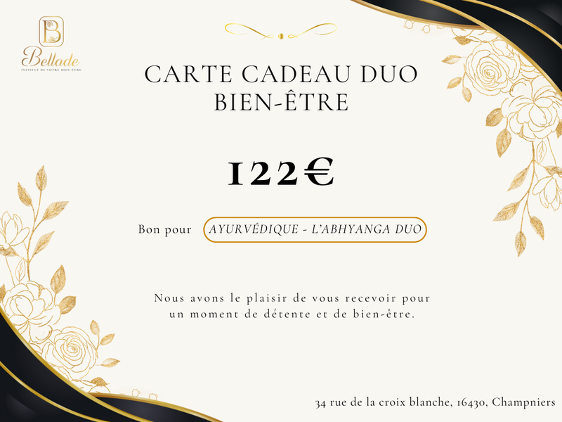 Carte cadeau -  Le modelage AYURVÉDIQUE - L’ABHYANGA DUO