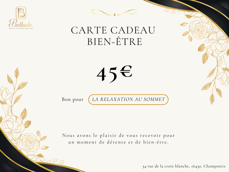 Carte cadeau - Le modelage LA RELAXATION AU SOMMET