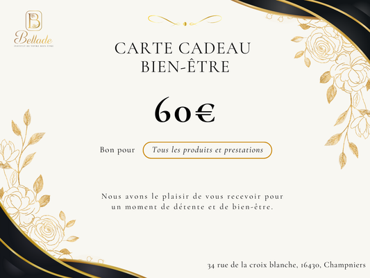 Carte cadeau 60€ - Tous produits et prestations