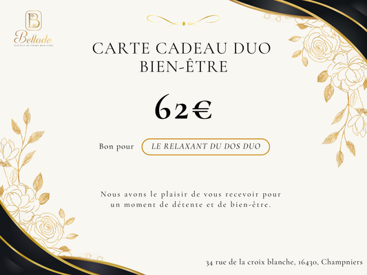 Carte cadeau - Le modelage LE RELAXANT DU DOS DUO